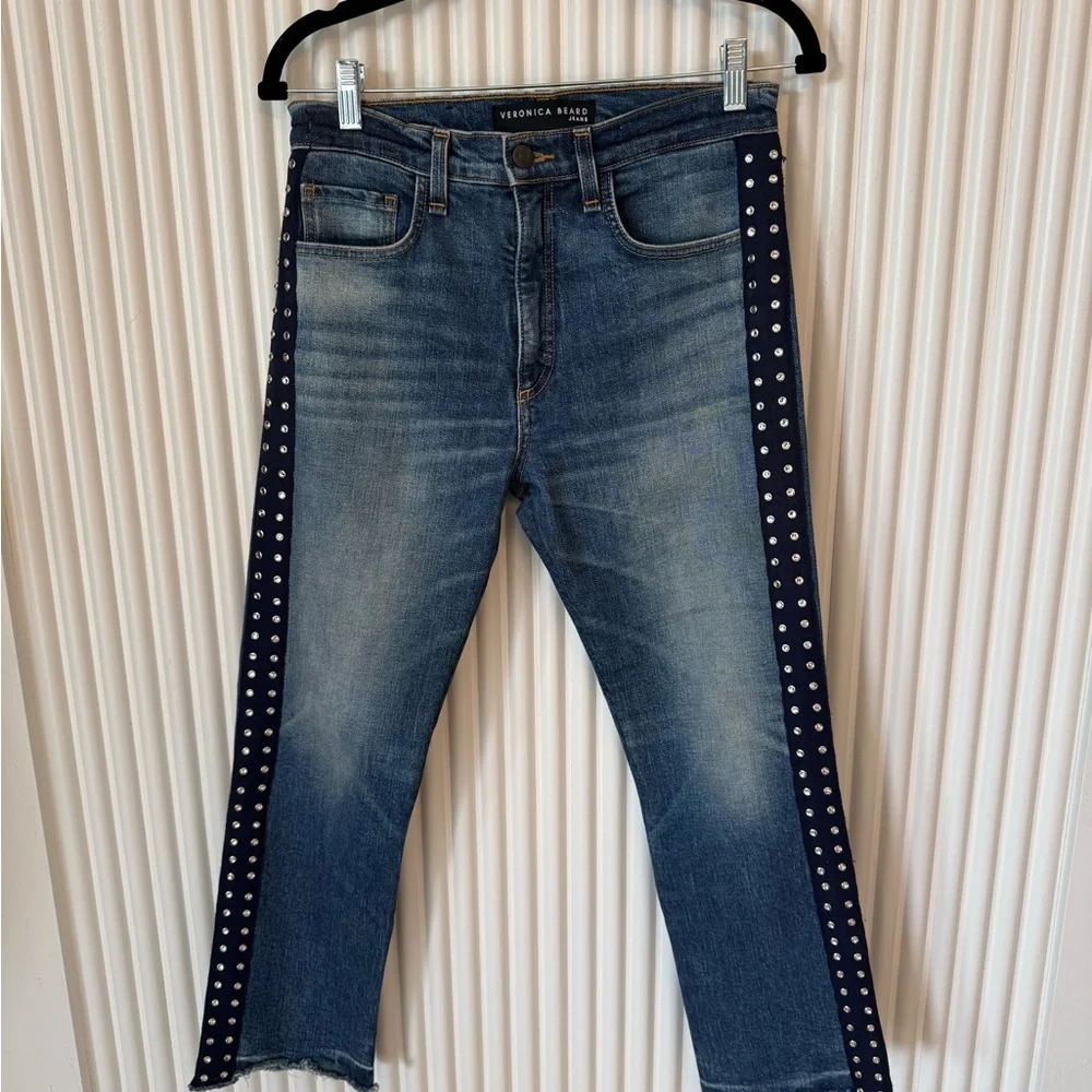 Veronica Beard Ines Stud Detail Crop Jeans - Picture 11 of 16